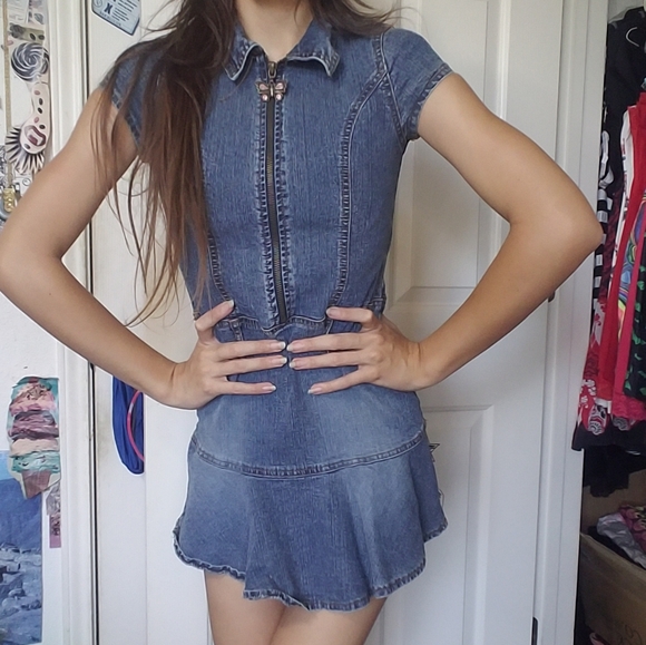 Y2K Denim Dress- Butterfly - Picture 1 of 13